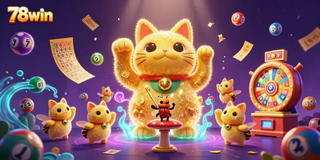 Experience the excitement of 78win with vibrant colors and dynamic lottery elements.