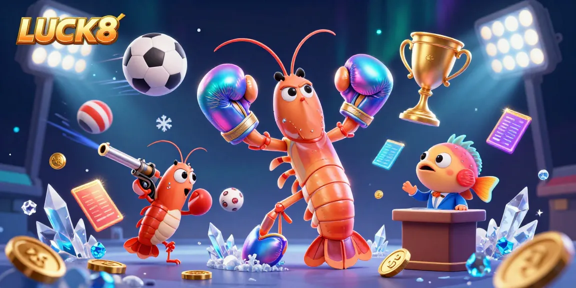 Experience the thrilling LUCK8 casino atmosphere with dynamic characters and vibrant game elements.