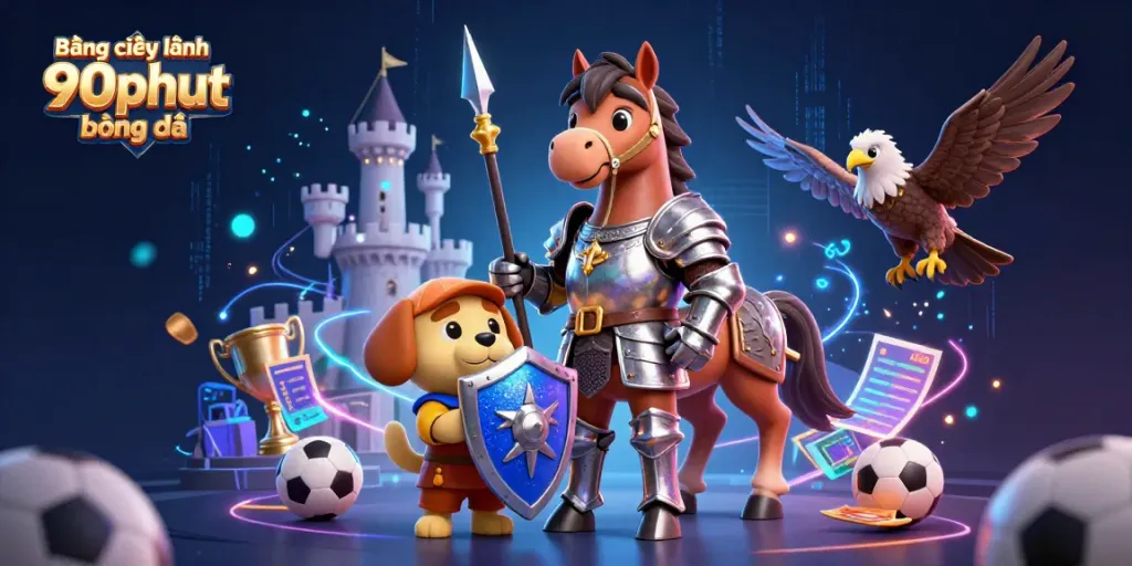Bet on Bảng xếp hạng 90phut bóng đá with vibrant knights and betting elements.