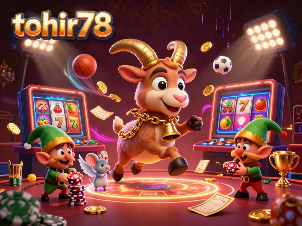 Experience the thrilling energy of tohir78 through a festive casino scene with vibrant animated characters.