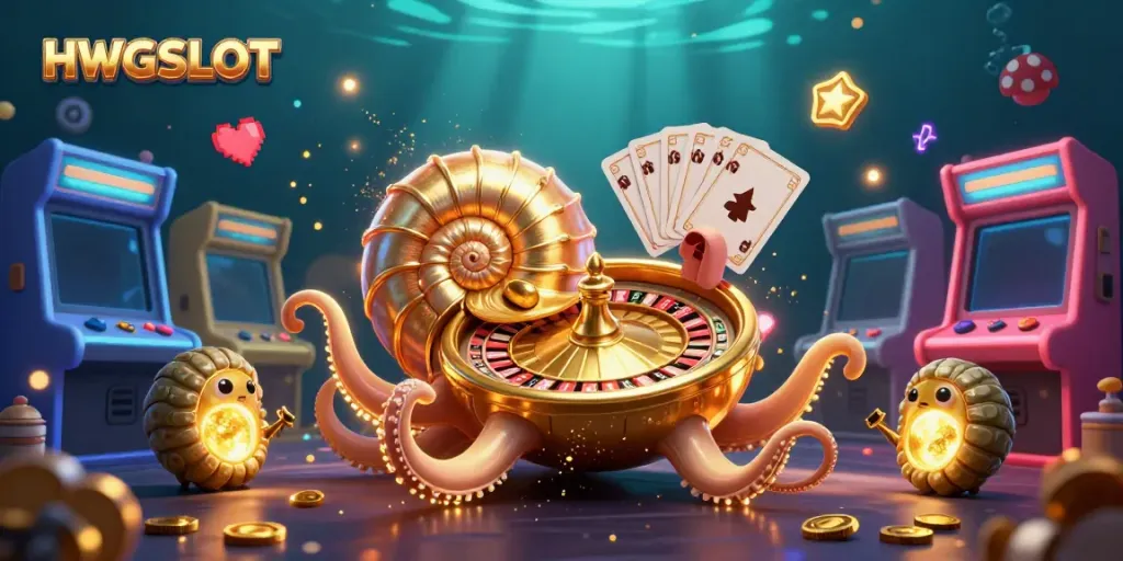 Experience unforgettable moments with HWGSLOT's vibrant 3D gaming adventure illustration.