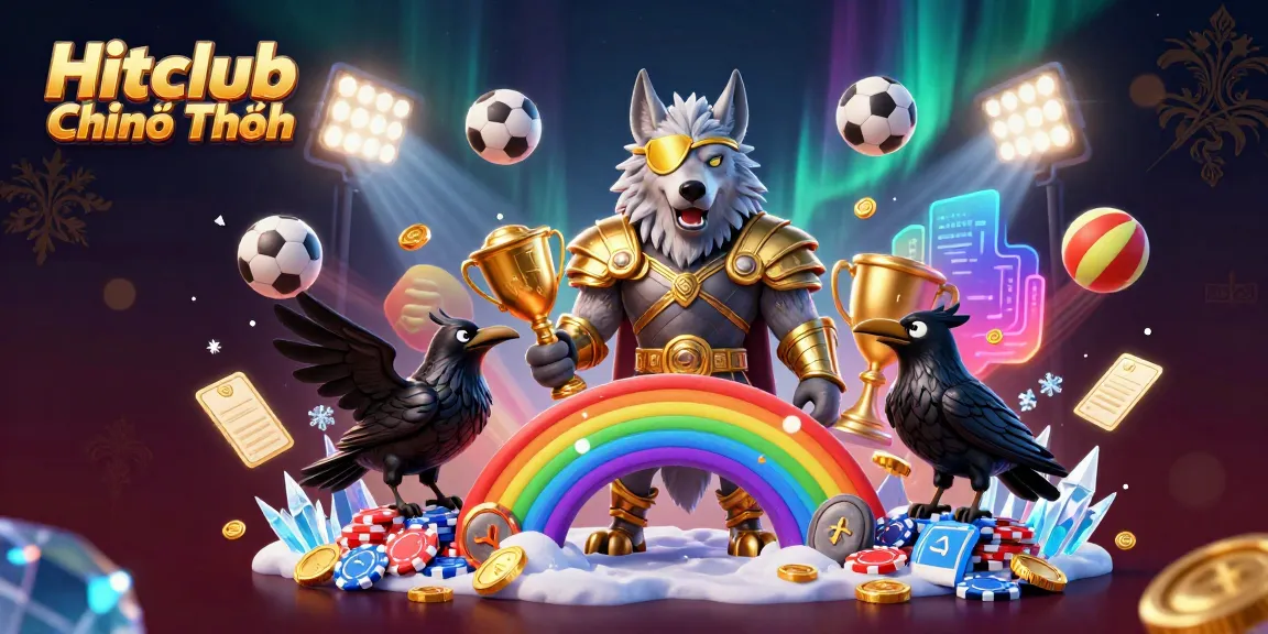 Experience a vibrant gaming world with Hitclub Chính Thức, featuring Odin and ravens in a casino chip realm.