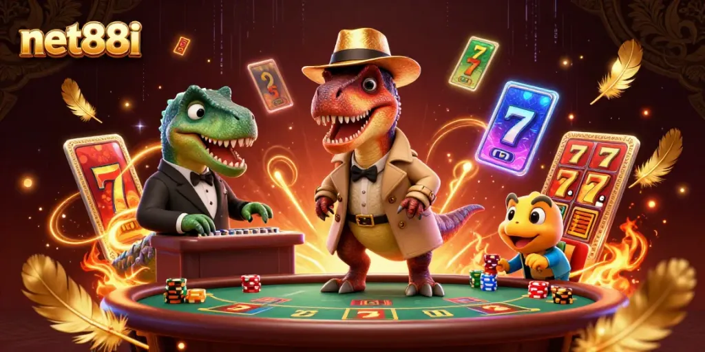 Casinos come alive at net88i with a velociraptor card counter, unsuspecting pit boss, and sneaky compy.