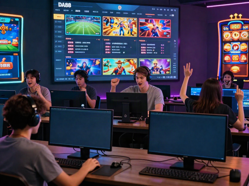 Interactive gaming experience at https://1da88.it.com/ showcasing diverse players engaged in vibrant casino games.