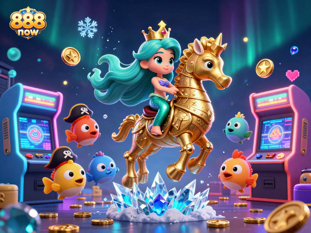 Immerse in winning thrills with 888now's vibrant casino experience illustrated in a magical scene.
